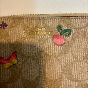 Coach Tan Wallet with Colorful Accents